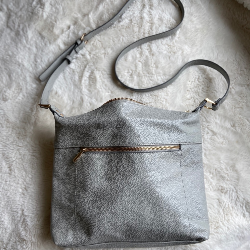 Light Grey Crossbody with Gold Hardware
